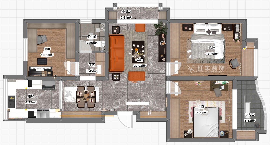 刘萍萍｜石城家园5-1-301-109㎡-简约风格｜3室2厅1卫｜老房装修｜定制家￥147670｜全包14